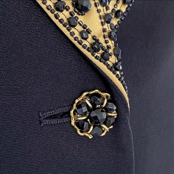 ALBERT NIPON Elegant Beaded Evening Wear 2 PC Suit Black Gold Size 10P - Picture 4 of 14